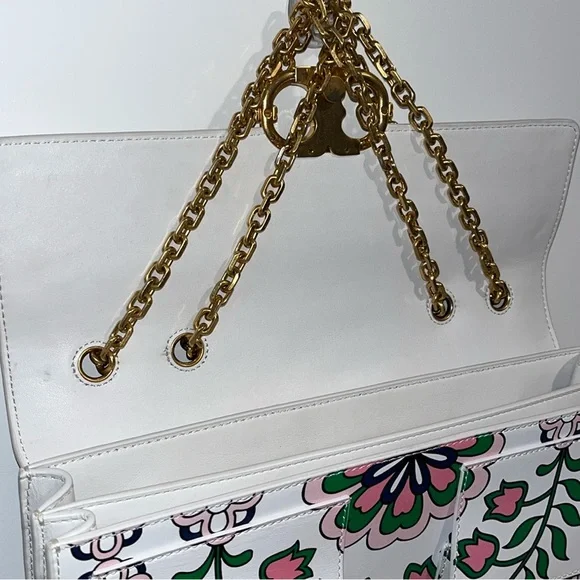 PRICE IS FIRM! Tory Burch Gemini Link Chain Printed Leather Crossbody - Picture 16 of 17